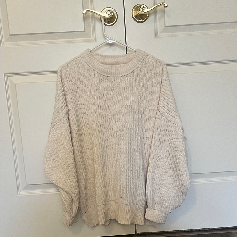aerie cream ribbed sweater